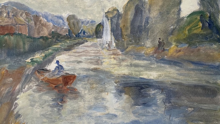 Boats on a Stream, painting by Ronald Ossory Dunlop