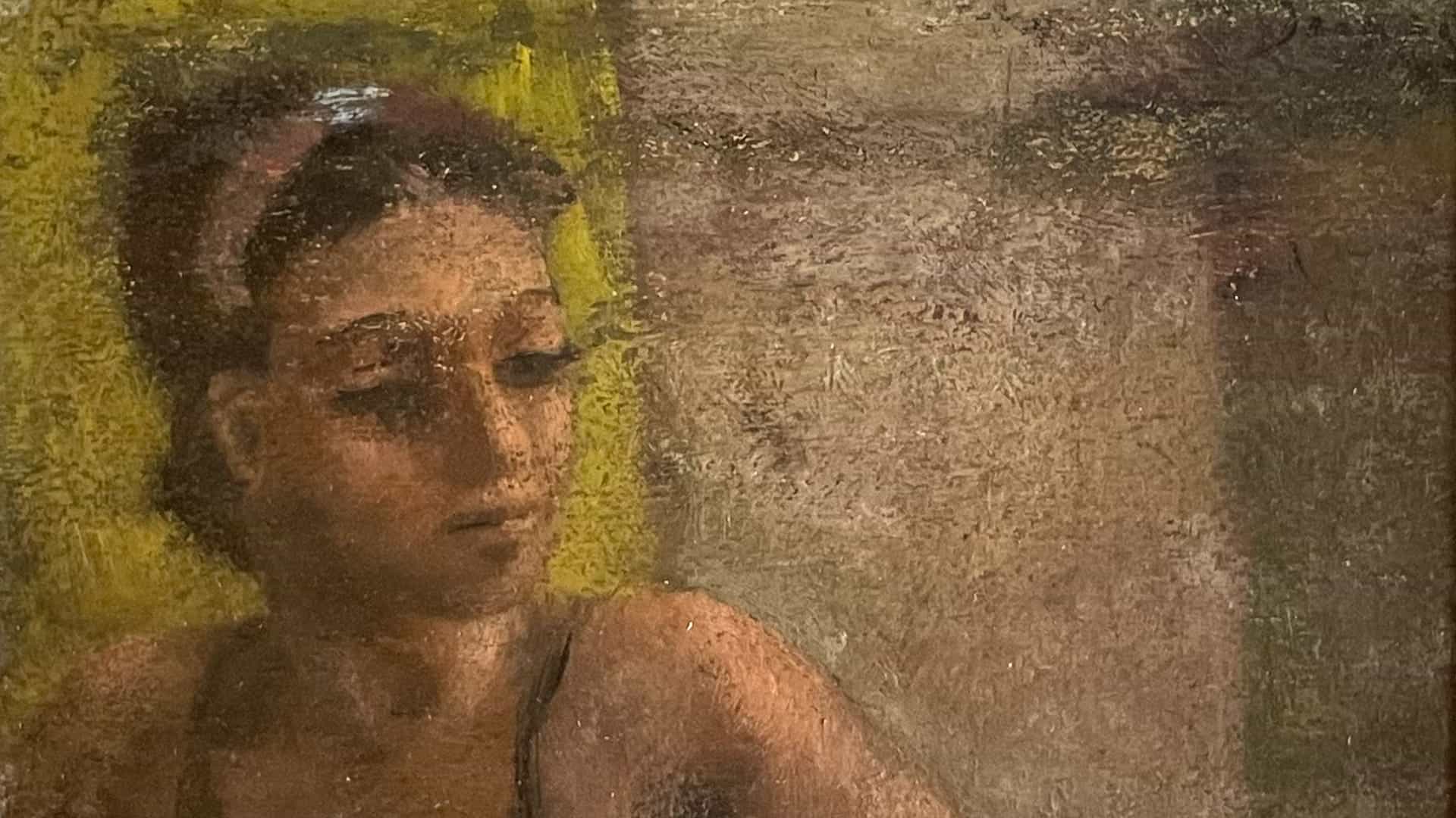 Expressive oil painting portrait of a contemplative figure